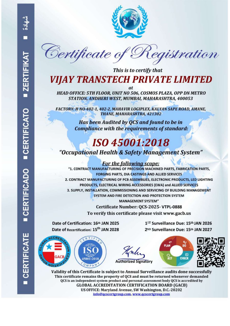 ISO 45001:2018 certificate